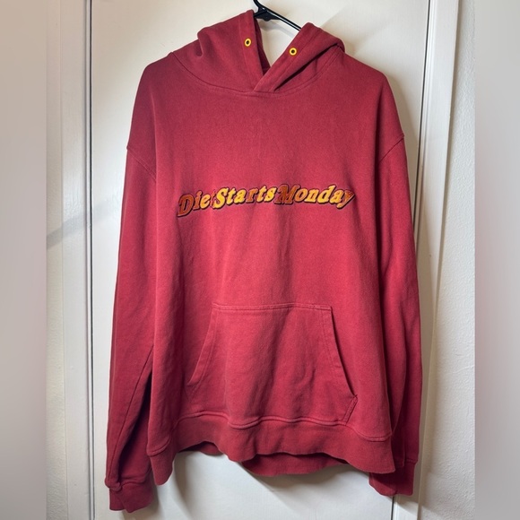Diet Starts Monday Cotton French Terry Graphic Spellout Red Hoodie Size XL - Picture 1 of 13